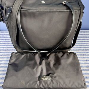 Kate Spade Black Nylon/Leather Diaper Bag W/Changing Pad